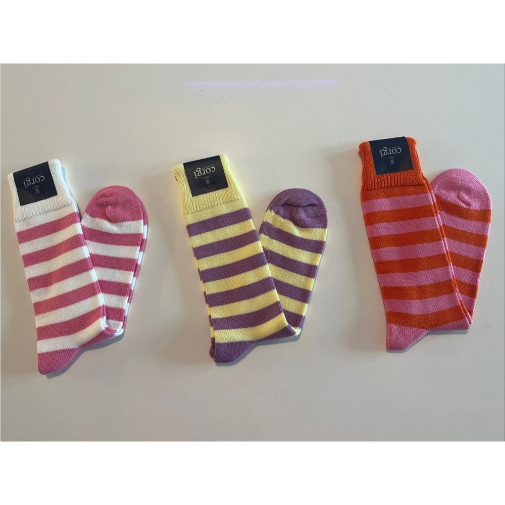 Men’s Striped Corgi Socks - 3 Pair